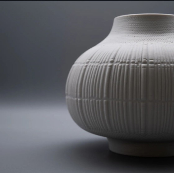 Image 1 of Rosenthal Studio-Line Bisque Porcelain Vase Structura Ribs Elsa Fischer-Treyden