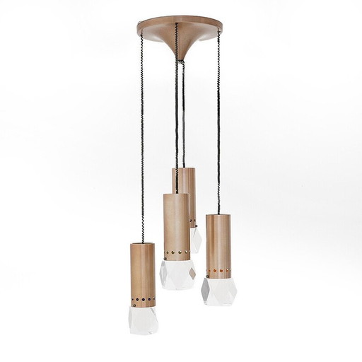Vintage plexiglass chandelier with 4 pendants by Gaetano Missaglia for Missaglia, Italy 1960