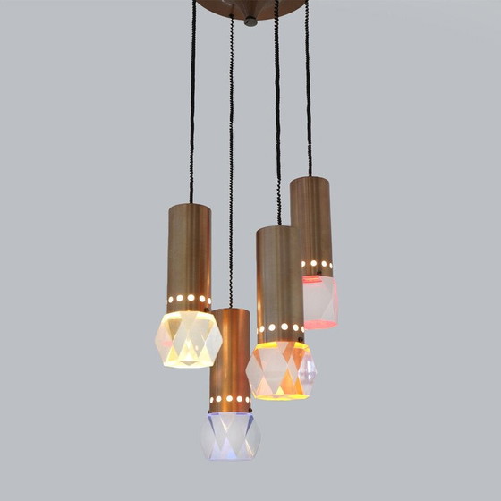 Image 1 of Vintage plexiglass chandelier with 4 pendants by Gaetano Missaglia for Missaglia, Italy 1960