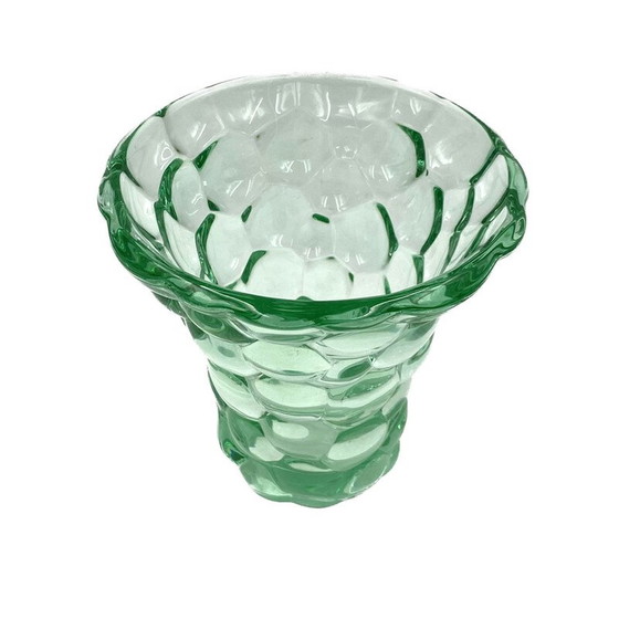 Image 1 of Vintage glass "honeycomb" vase by Pierre d'Avesn, France 1930