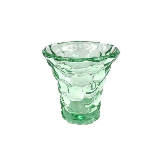 Image 1 of Vintage glass "honeycomb" vase by Pierre d'Avesn, France 1930