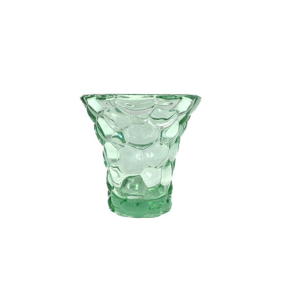 Image 1 of Vintage glass "honeycomb" vase by Pierre d'Avesn, France 1930