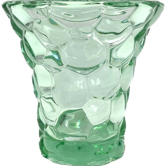 Image 1 of Vintage glass "honeycomb" vase by Pierre d'Avesn, France 1930