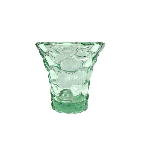 Image 1 of Vintage glass "honeycomb" vase by Pierre d'Avesn, France 1930