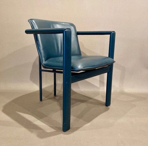 Leolux" Leather and Metal Design Armchair