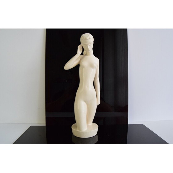 Image 1 of Mid-century glazed ceramic sculpture nude woman by Jihokera, 1950s