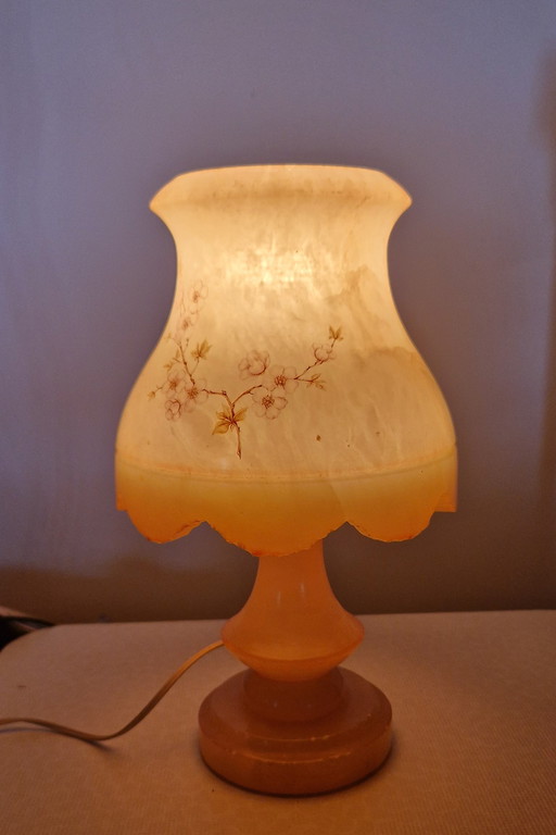 Vintage atmospheric Alabaster Table Lamp, Stone Lamp