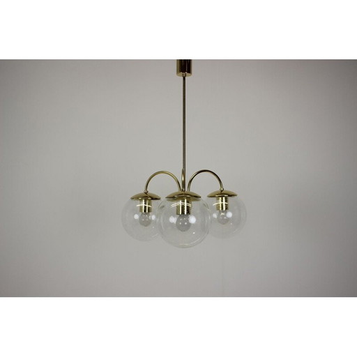 Vintage brass and glass chandelier by Kamenický Šenov for Preciosa, Czechoslovakia 1970