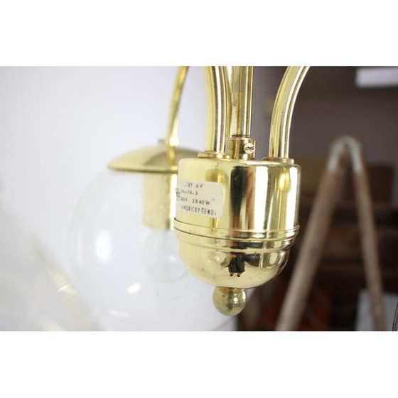Image 1 of Vintage brass and glass chandelier by Kamenický Šenov for Preciosa, Czechoslovakia 1970