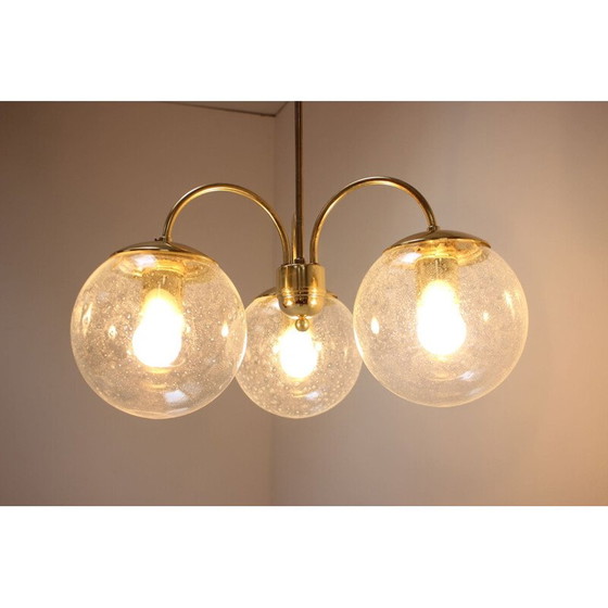 Image 1 of Vintage brass and glass chandelier by Kamenický Šenov for Preciosa, Czechoslovakia 1970