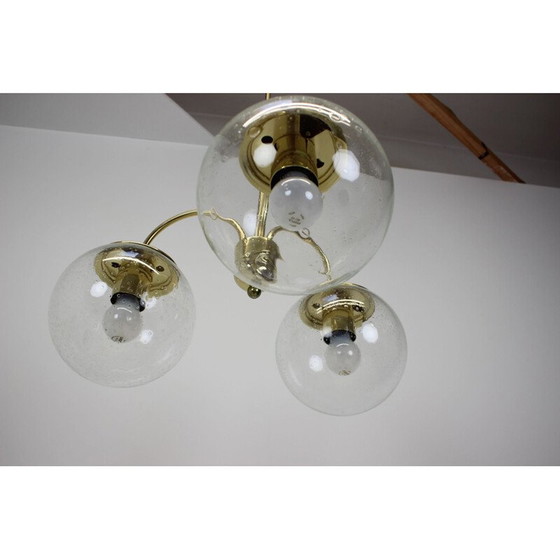 Image 1 of Vintage brass and glass chandelier by Kamenický Šenov for Preciosa, Czechoslovakia 1970