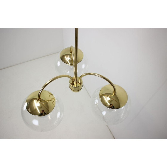 Image 1 of Vintage brass and glass chandelier by Kamenický Šenov for Preciosa, Czechoslovakia 1970