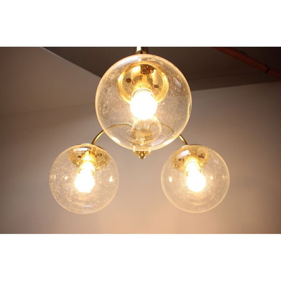 Image 1 of Vintage brass and glass chandelier by Kamenický Šenov for Preciosa, Czechoslovakia 1970