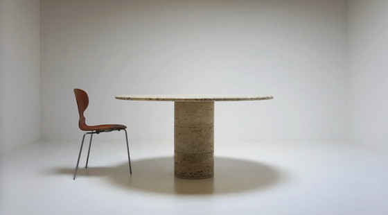 Image 1 of Round travertine dining table