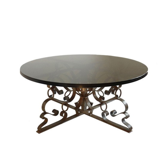 Image 1 of Vintage coffee table in forged steel and smoked glass, 1960
