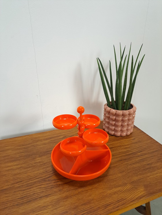 Image 1 of Set di ciotole di plastica arancione Emsa Germania vintage