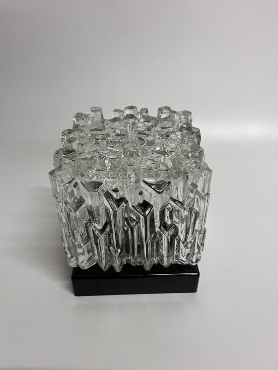 Image 1 of Mid - Century 'Ice-Cube' Ceiling Lamp Clear Glass Cube