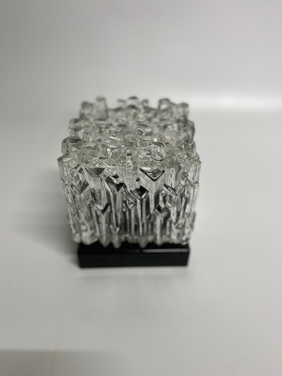 Image 1 of Mid - Century 'Ice-Cube' Ceiling Lamp Clear Glass Cube