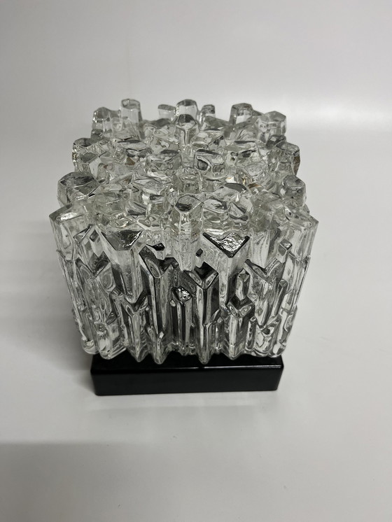 Image 1 of Mid - Century 'Ice-Cube' Ceiling Lamp Clear Glass Cube