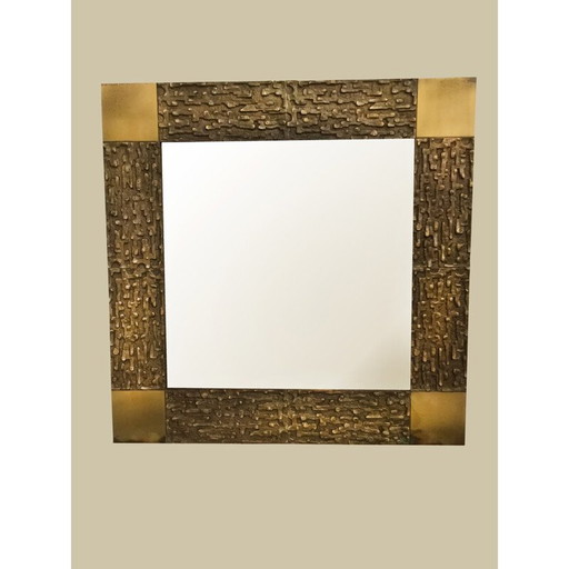 Vintage mirror in bronze by Luciano Frigerio - 1970s
