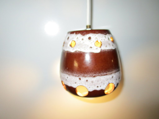 Sweet little vintage 1970s ceramic lava pendant light