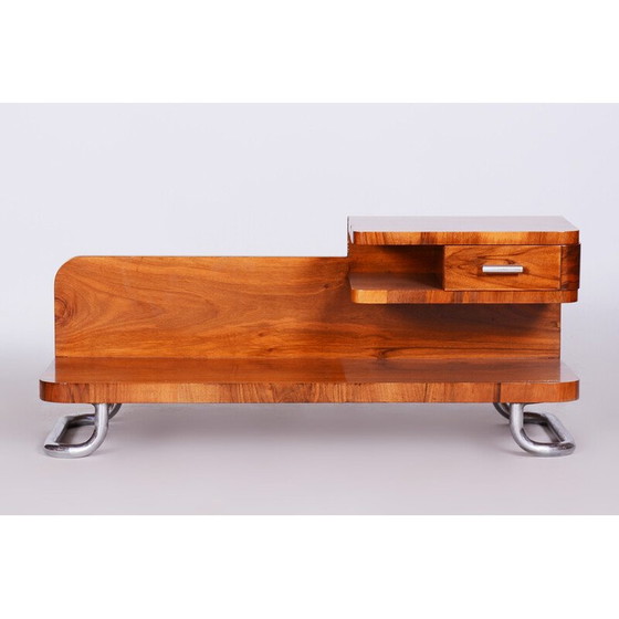 Image 1 of Vintage Art Deco pedestal in walnut and chrome by Mücke - Melder, Czechia 1930s