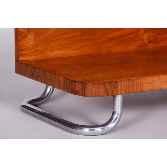 Image 1 of Vintage Art Deco pedestal in walnut and chrome by Mücke - Melder, Czechia 1930s
