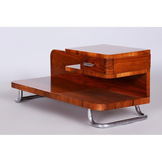 Image 1 of Vintage Art Deco pedestal in walnut and chrome by Mücke - Melder, Czechia 1930s