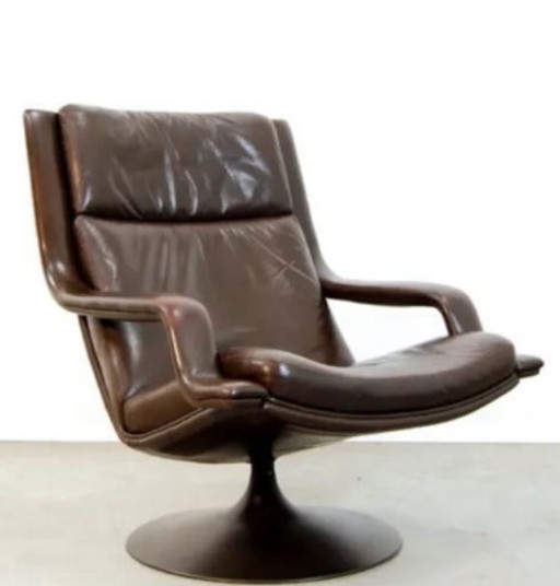 Artifort F140 tulip foot chocolate leather