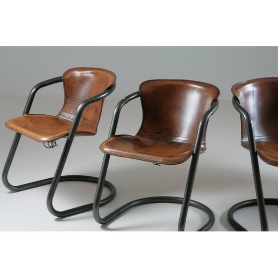Image 1 of Set of 4 vintage leather and metal chairs, Italy