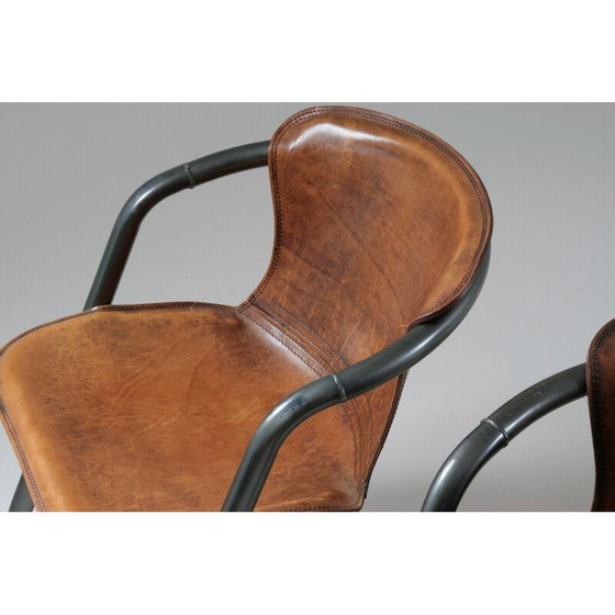 Image 1 of Set of 4 vintage leather and metal chairs, Italy