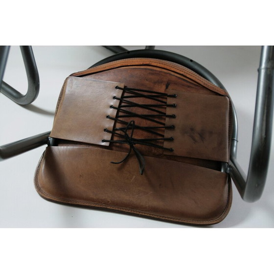 Image 1 of Set of 4 vintage leather and metal chairs, Italy