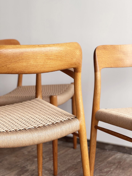 Image 1 of Mid-Century Danish Model 56 and 75 Chairs in Oak by Niels O. Møller for JL Møllers Furniture Factory, 1950s, Set of 6