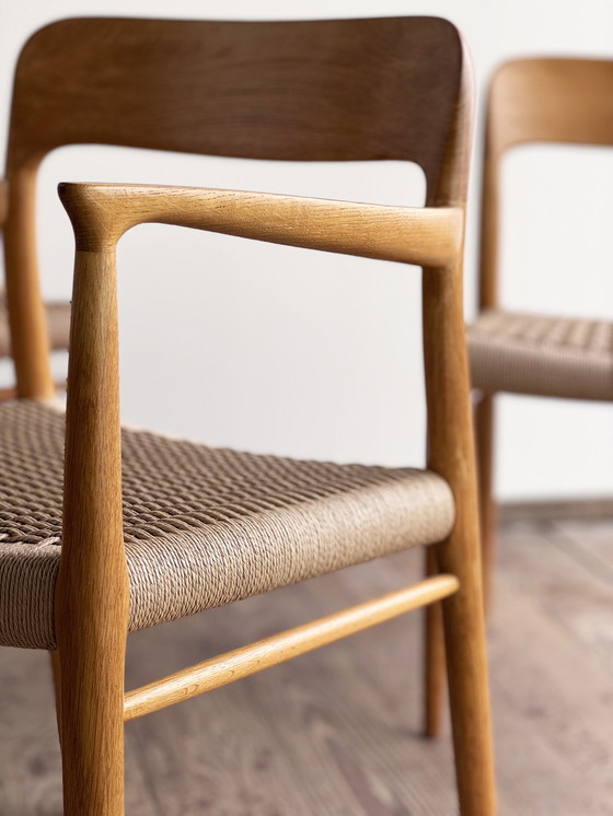 Image 1 of Mid-Century Danish Model 56 and 75 Chairs in Oak by Niels O. Møller for JL Møllers Furniture Factory, 1950s, Set of 6