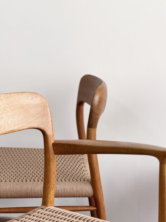 Image 1 of Mid-Century Danish Model 56 and 75 Chairs in Oak by Niels O. Møller for JL Møllers Furniture Factory, 1950s, Set of 6