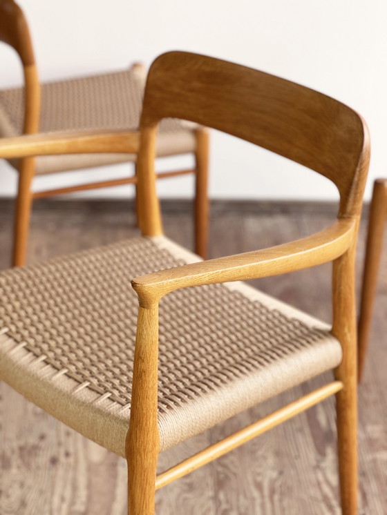 Image 1 of Mid-Century Danish Model 56 and 75 Chairs in Oak by Niels O. Møller for JL Møllers Furniture Factory, 1950s, Set of 6