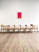 Mid-Century Danish Model 56 and 75 Chairs in Oak by Niels O. Møller for JL Møllers Furniture Factory, 1950s, Set of 6