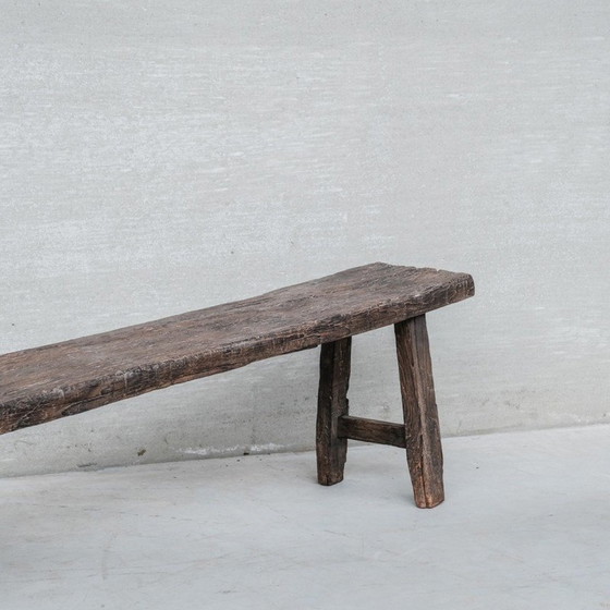 Image 1 of Vintage primitive wooden bench, Belgium 1930