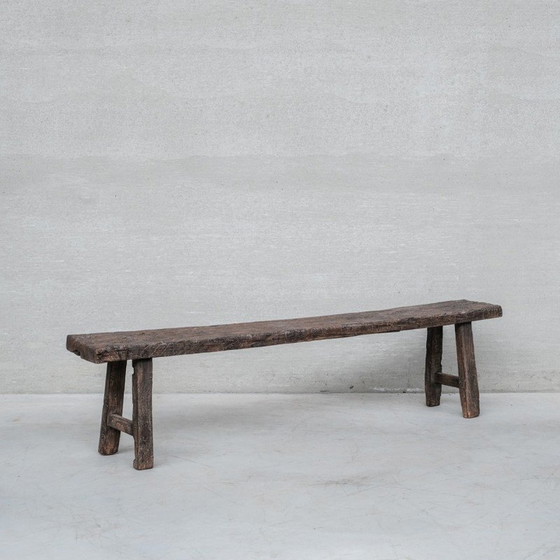 Image 1 of Vintage primitive wooden bench, Belgium 1930