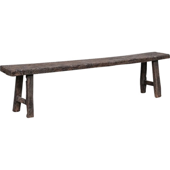 Image 1 of Vintage primitive wooden bench, Belgium 1930