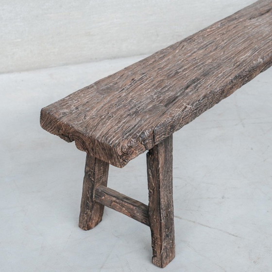 Image 1 of Vintage primitive wooden bench, Belgium 1930