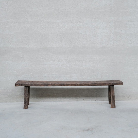 Image 1 of Vintage primitive wooden bench, Belgium 1930