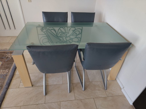 4 Rolf Benz Leather Dining Chairs