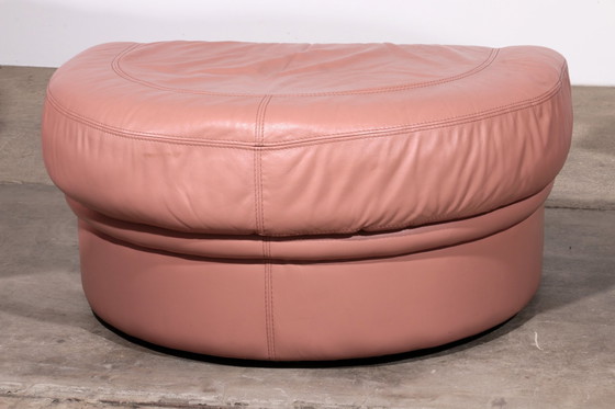 Image 1 of Italian Lounge Set – 4-Piece Rose Pink Leather (1970S)