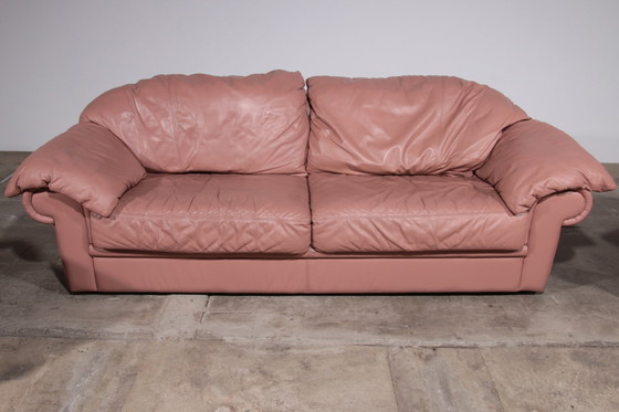 Image 1 of Italian Lounge Set – 4-Piece Rose Pink Leather (1970S)