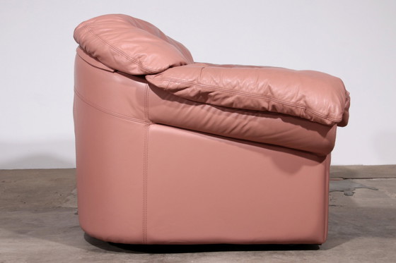 Image 1 of Italian Lounge Set – 4-Piece Rose Pink Leather (1970S)