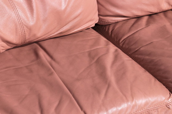 Image 1 of Italian Lounge Set – 4-Piece Rose Pink Leather (1970S)