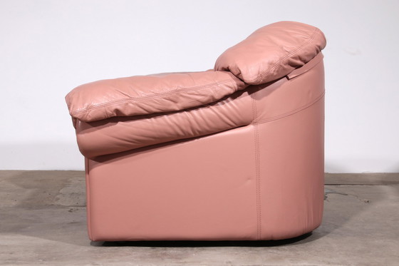 Image 1 of Italian Lounge Set – 4-Piece Rose Pink Leather (1970S)