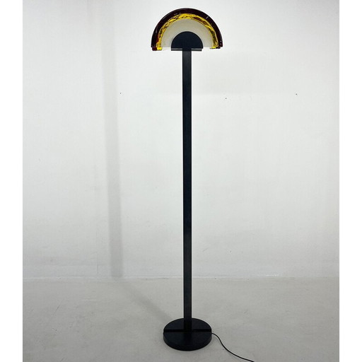Vintage italian floor lamp in Murano glass and metal by Av Mazzega, Italy 1980s
