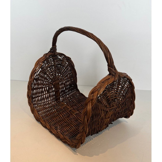 Image 1 of Vintage rattan log holder, France 1970